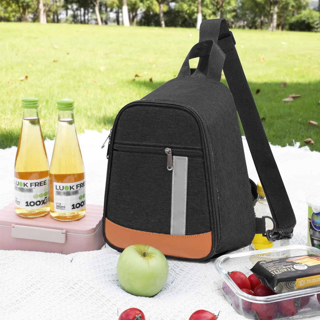 HASTHIP Lunch Box Bag Insulated Lunch Bag Zipper Cooler Bag with Handle & Adjustable Single Shoulder Strap Fashion Food Bag Lunch Tote Bag for Picnic, Camping, Travel, 8.26x5.3x9.25 inches