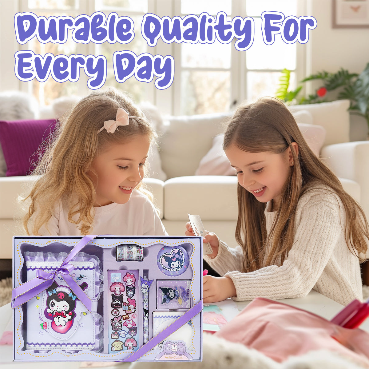 Climberty Kuromi Scrapbooking Gift Set - Includes Pen, Sticky Notes, A5 Notebook & Stationery, Cartoon Kuromi Themed Scrapbooking, School Gift Birthday Gift Christmas Gift for Girls