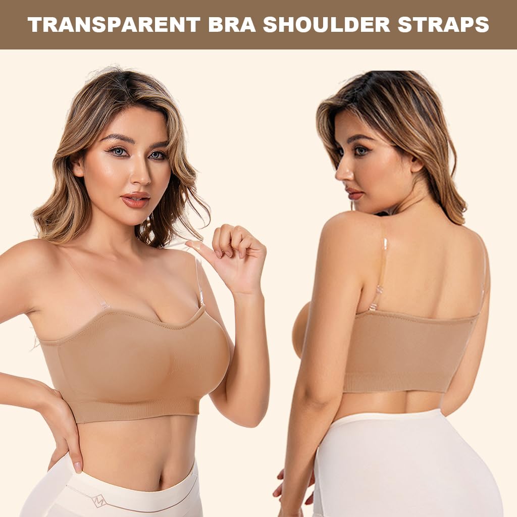 PALAY Strapless Bra for Women Padded Non-strap Bra for Heavy Breast Off-Shoulder Bra Removable Breast Pads Design Non-slip Bra Casual Strapless Bra, L