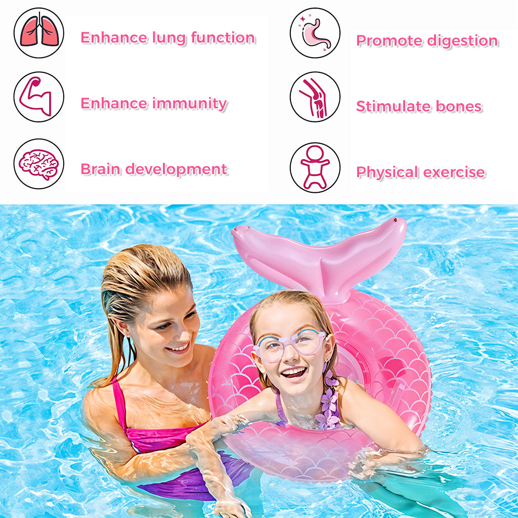 Proberos Baby Swimming Seat for Baby 6-48 Month Baby Mermaid Tail Baby Swimming Floating Seat with Dual Grips PVC Inflatable Swimming Pool Float Seat Baby Shower Party Pool Party Bathing Seat