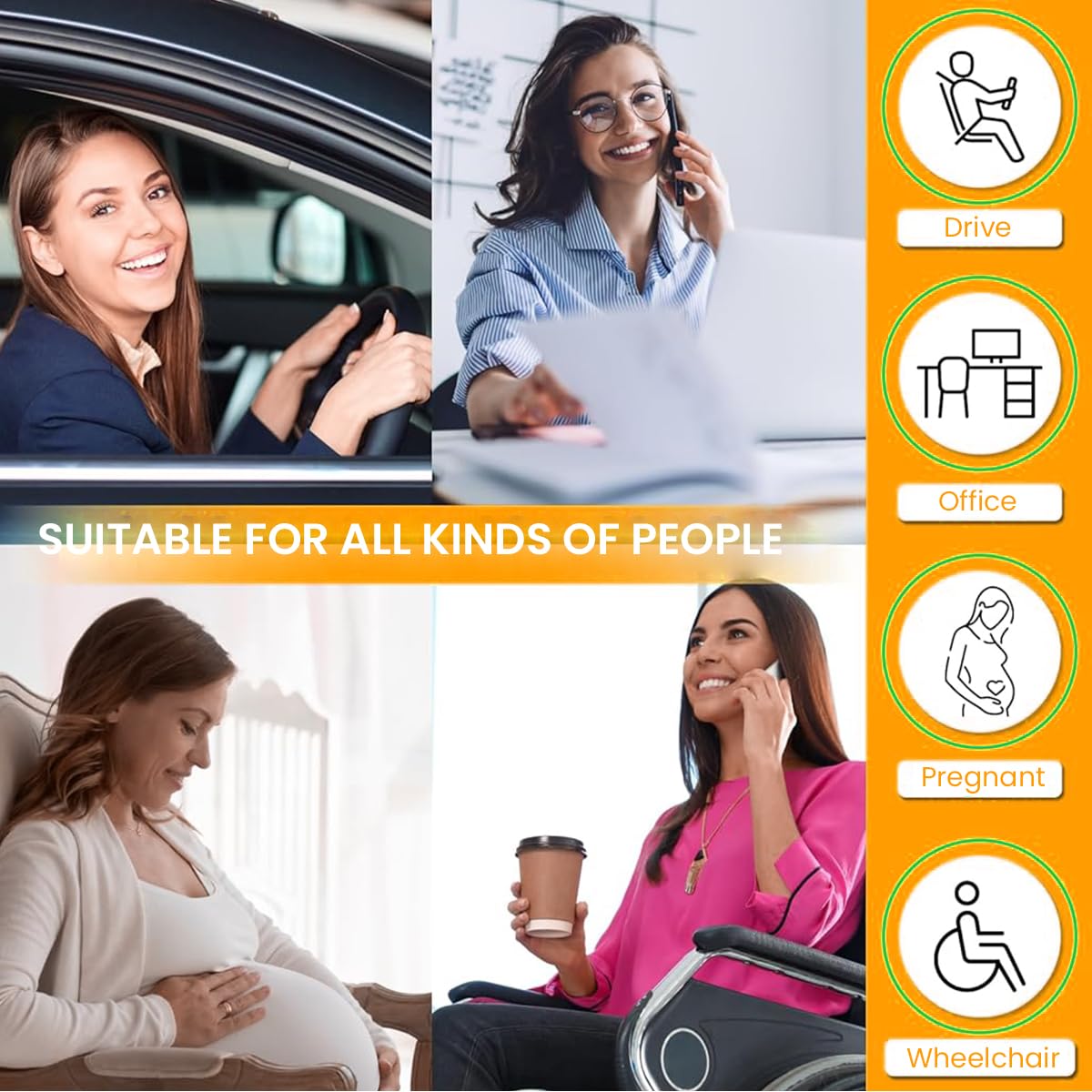 STHIRA Car Seat Cushion Chair Cushion Pad Memory Foam Car Seat All Season Use Car Seat Driver Seat Pad Breathable Chair Cushion Anti-Slip Universal Car Seat Cushion Office Chair Seat Pad