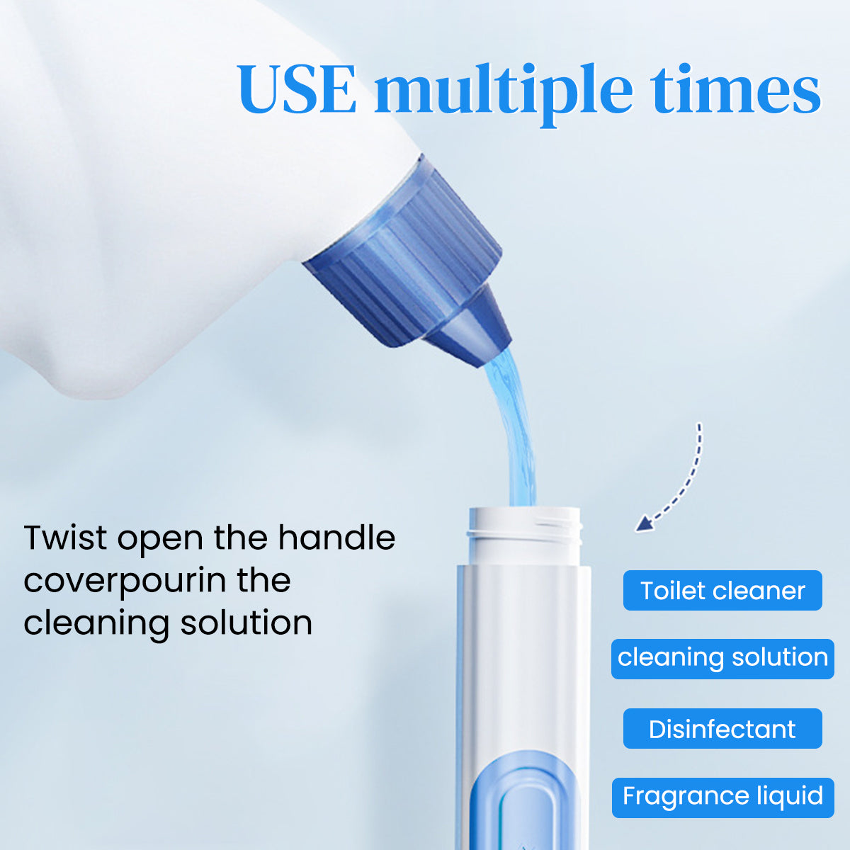 HASTHIP Toilet Brush with Suction Cup Drip Holder 2 in 1 Double Sides Toilet Brush with Intergrated Cleaning Agent Dispenser Flexible Silicone Whale-Tail Toilet Brush Cleaning Brush, 16 inches