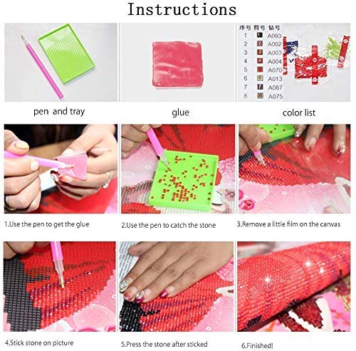 HASTHIP DIY 5D Diamond Painting Kits, Full Drill Rhinestone Embroidery Cross Stitch Pictures Arts Craft for Home Wall Decor, Peach Blossom Bridge-11.8x15.88In