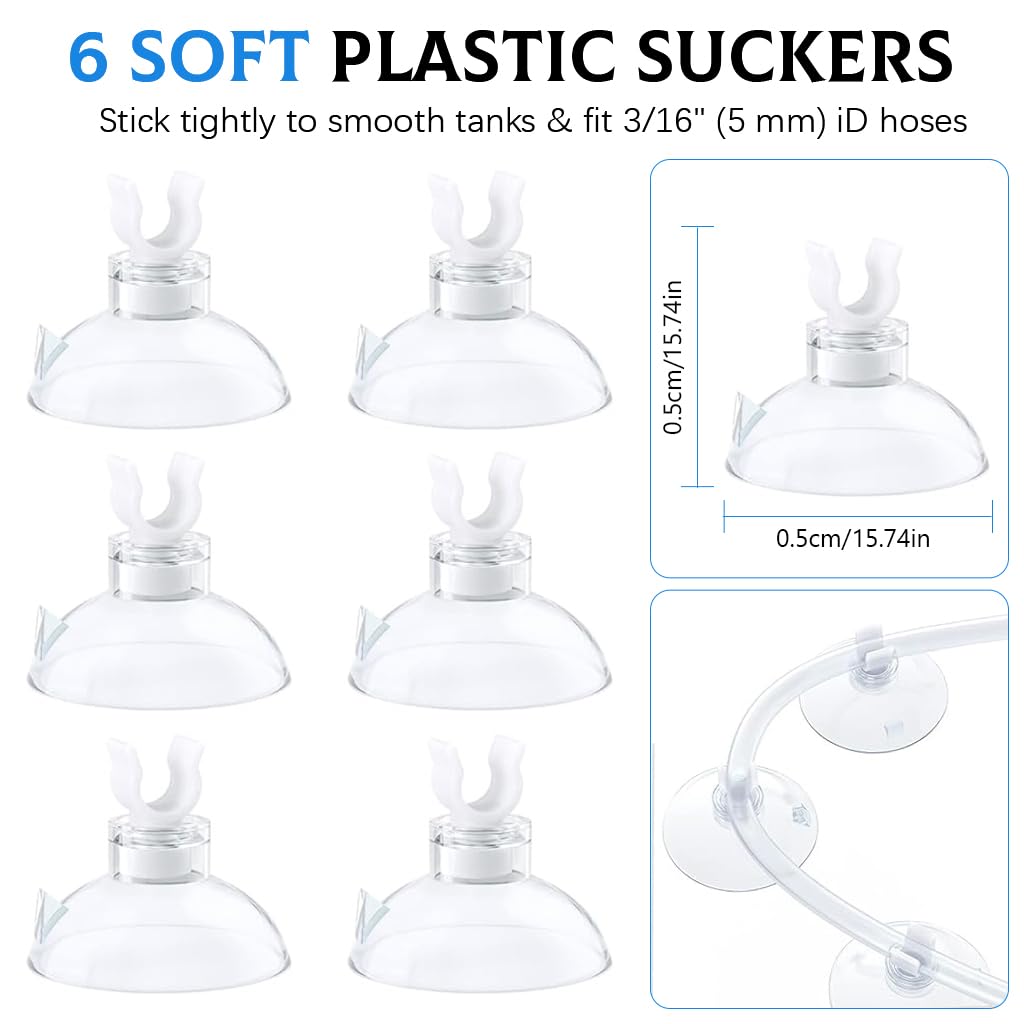 Qpets Aquarium Air Pump Accessories with 2 Air Stones, 6Pcs Snap-on Suction Cups, 2 Nozzles & 4 Pipe Connectors, Replacement Accessories for Fish Tank Oxygen Generator Air Pump