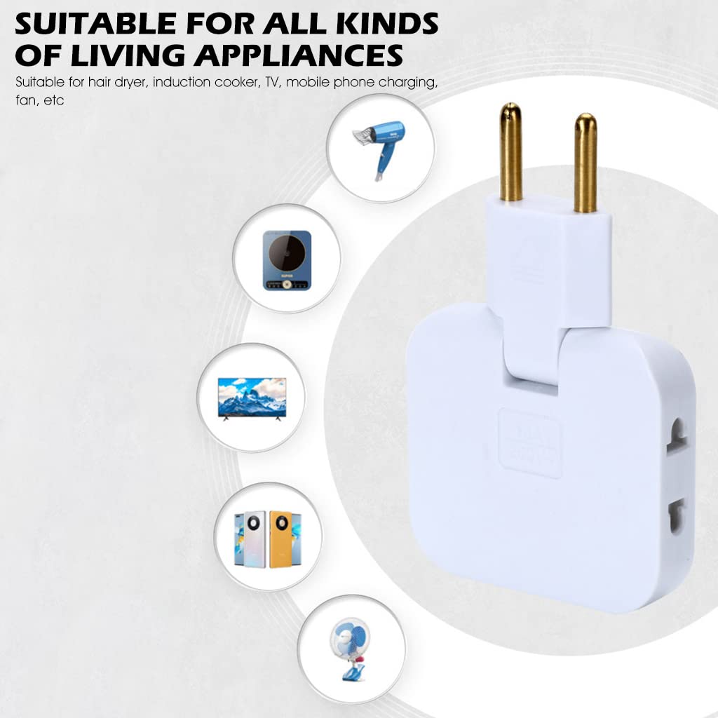 HASTHIP 3 Way Wall Outlet Extender, 2 Prong Plug Adapter, Travel Wall Outlet Extender with 180° Swivel Plug, 3 in 1 Wall Outlet Extender, Plug and Play (2 Pack)