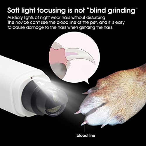 Qpets Dog Nail Grinder Professional Nail File Pet Nail Trimmer Stepless Speed Regulation Pet Nail Grinder Electric Nail File for Large Medium Small Dogs and Cats