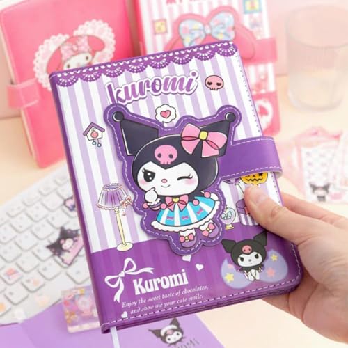 HASTHIP® Kuromi Cute Stationery Gift Box for Girls 6-12 Includes Leather Diary Stickers Tape Pen Ruler More Perfect School Supplies Birthday Gifts 2 PCS