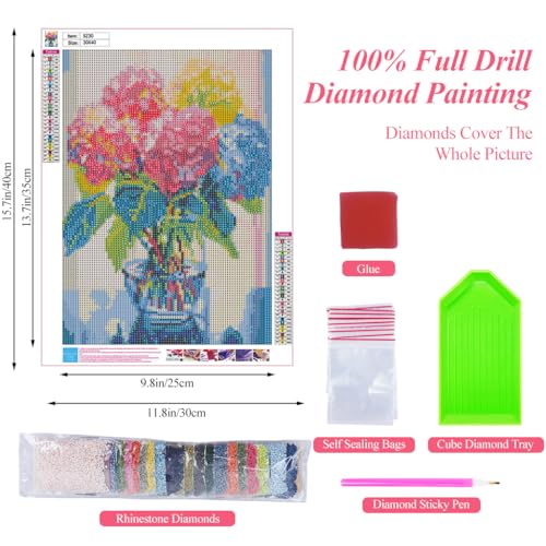 HASTHIP® Diamond Painting Kits for Adults Flowers Art DIY 5D 12x16inch Full Drill Flower Crafts 3 PCS