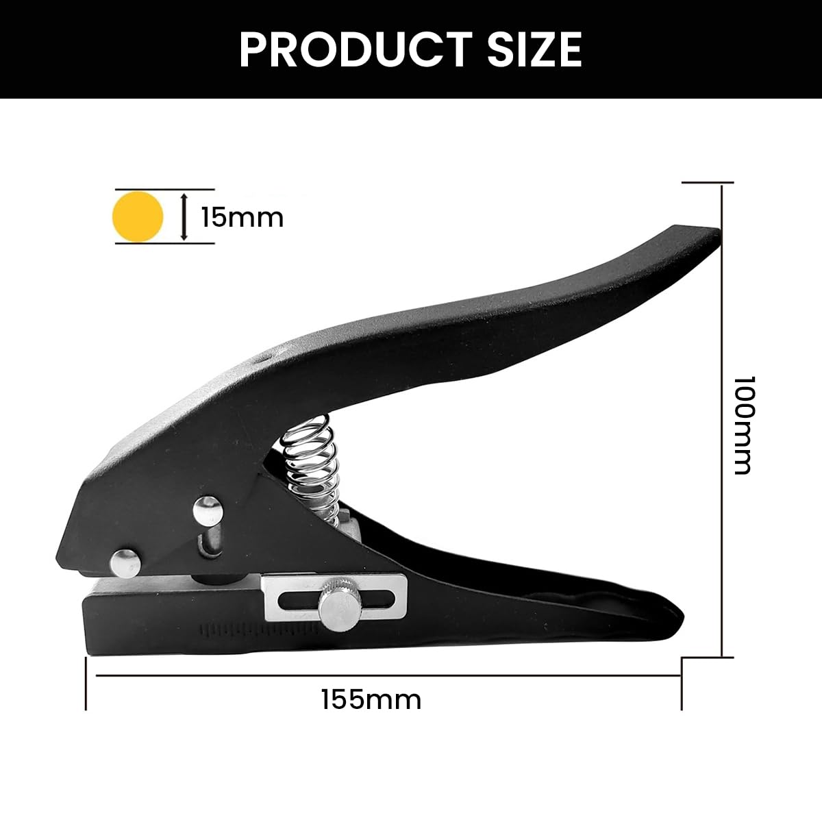 Serplex Single Hole Punch 15mm Dia Hole Punch Plastic Hole Punch Spring Loaded Heavy Duty Hole Punch for Tagging, Plastic Cardboard, Slim Plastic Sheet