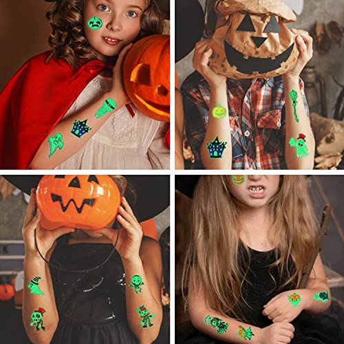 MAYCREATE® 10 Sheets Halloween Cartoon Temporary Tattoo Sticker Night Glow Sticker,Halloween Decoration Sticker for Boys Girls Halloween Party