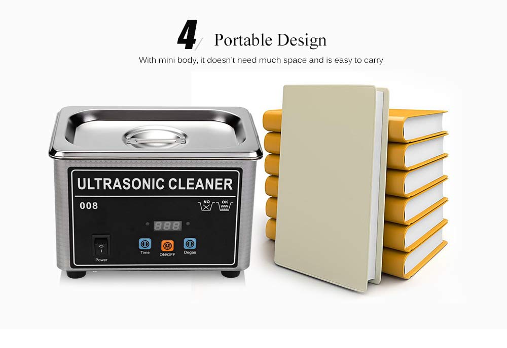 Verilux 0.8L Mini Ultrasonic Cleaner Machine Digital Timer 42KHz Sonic Cleaner with Digital Timer Basket for Small Silver Metal Parts(17.5CM*11CM*12.5CM)