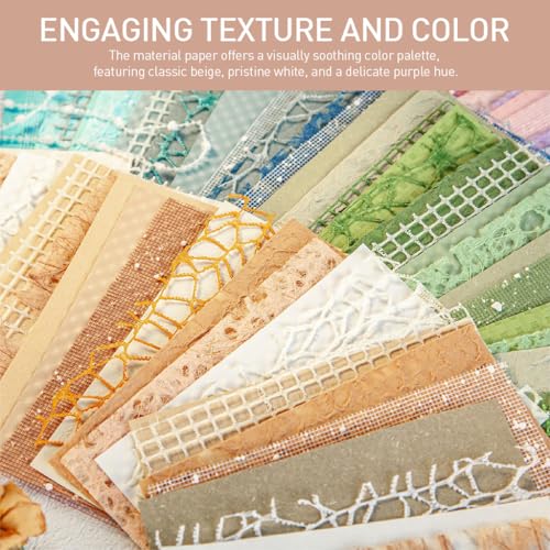 HASTHIP® 48PCS Textured Scrapbook Paper 10x14cm Scrapbooking Materials Assorted for Journaling Card Making DIY Crafts for Craft Lovers Brown