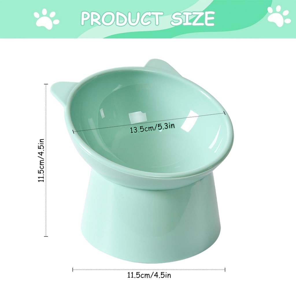 Qpets Cat Feeding Bowl Elevated Feeding Bowl for Cat Round Cat Food Bowl Scientific 15-Degree Tilted Cat Food Bowl, Prevent Tipping Over Durable Plastic Cat Feeding Bowl (5.31inch Diameter)
