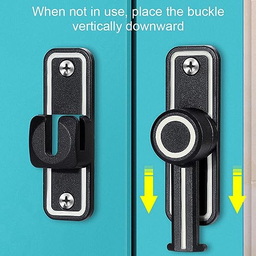 HASTHIP® Door Lock Sliding 90° 180° Heavy Duty Barn Hardware with Night Glow Design Latch Suitable for Garden Bathroom Outdoor Garage Window Black 2PCS