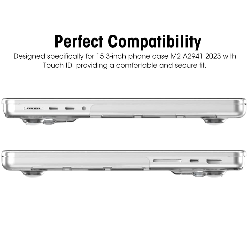ZORBES Laptop Cover Laptop Case Compatible with MacBook Air 15.3 inch Case M2 A2941 2023 Clear Hard Shell Cover with Riser Design Protective Case for MacBook Air M2 Cover with Touch ID