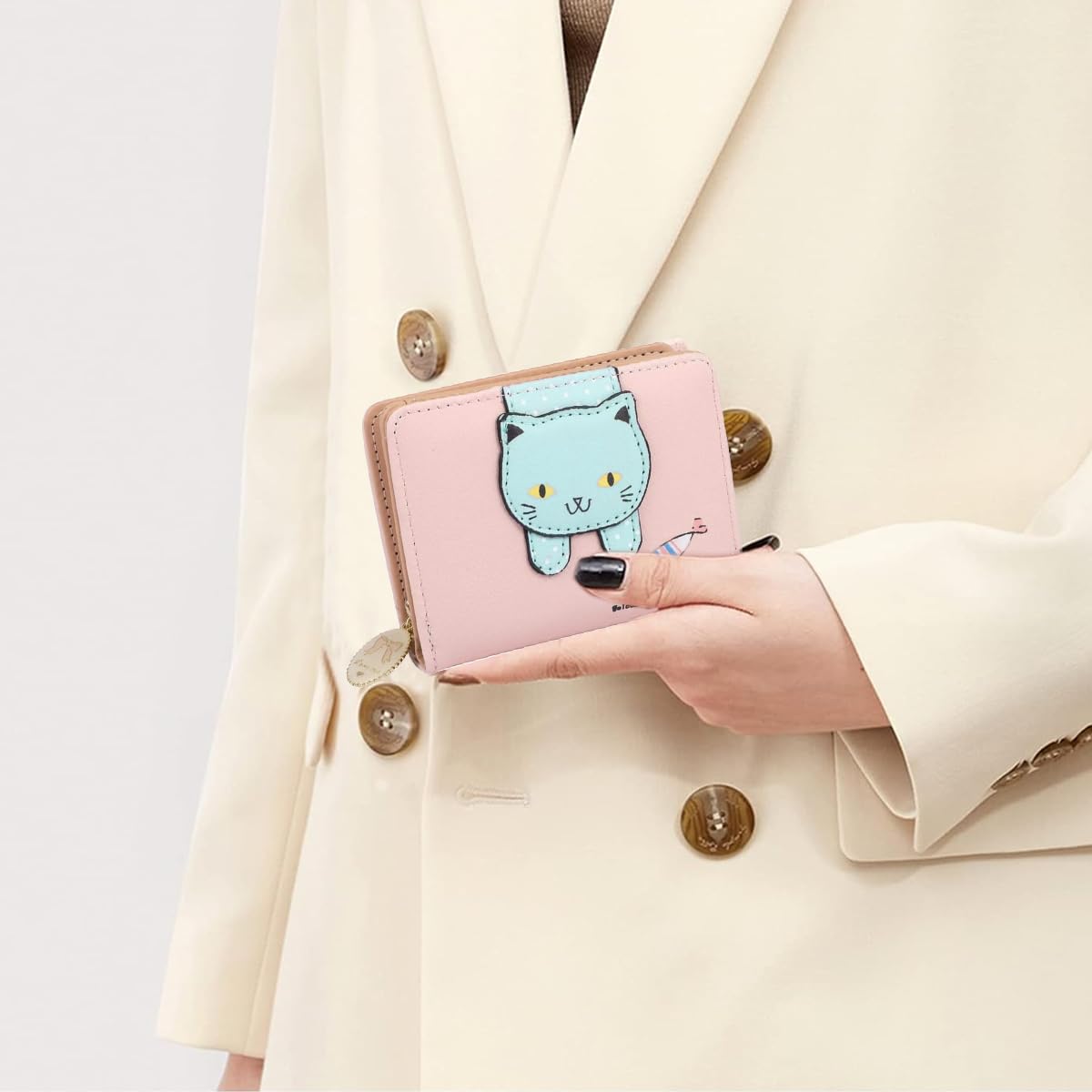 PALAY Small Purse For Women Cute Cartoon Kitty MIni Wallet for Women Multi Compartment Card Coin Clutch Wallet Gift for Girls
