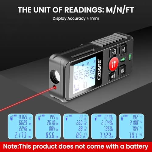 Serplex® 120m Laser Distance Measurer Dual Bubble Level LCD Backlit Display ±3mm Accuracy Memory Function Area Volume Pythagorean Mode IP54 Dustproof for Construction Battery Not Included 3PCS