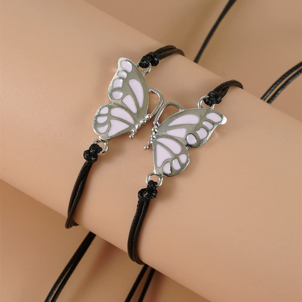 ZIBUYU Friendship Bracelets for Lovers Friends Girls Boys Romantic Magnetic Butterfly Design Bracelets for Girlfriend and Boyfriend Friendship Bracelet - 1 Pair