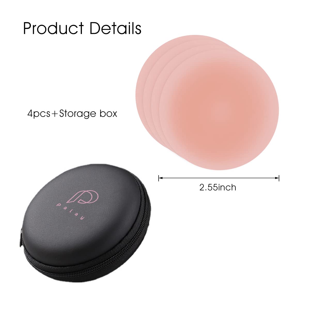 PALAY 4 Pairs Nipple Covers Silicone Nipple Pasties for Breast Breathable Reusable Adhesive Silicone Nipple Pad Invisible Nipple Cover for Evening Gown,Party Dress,Off Shoulder Dress