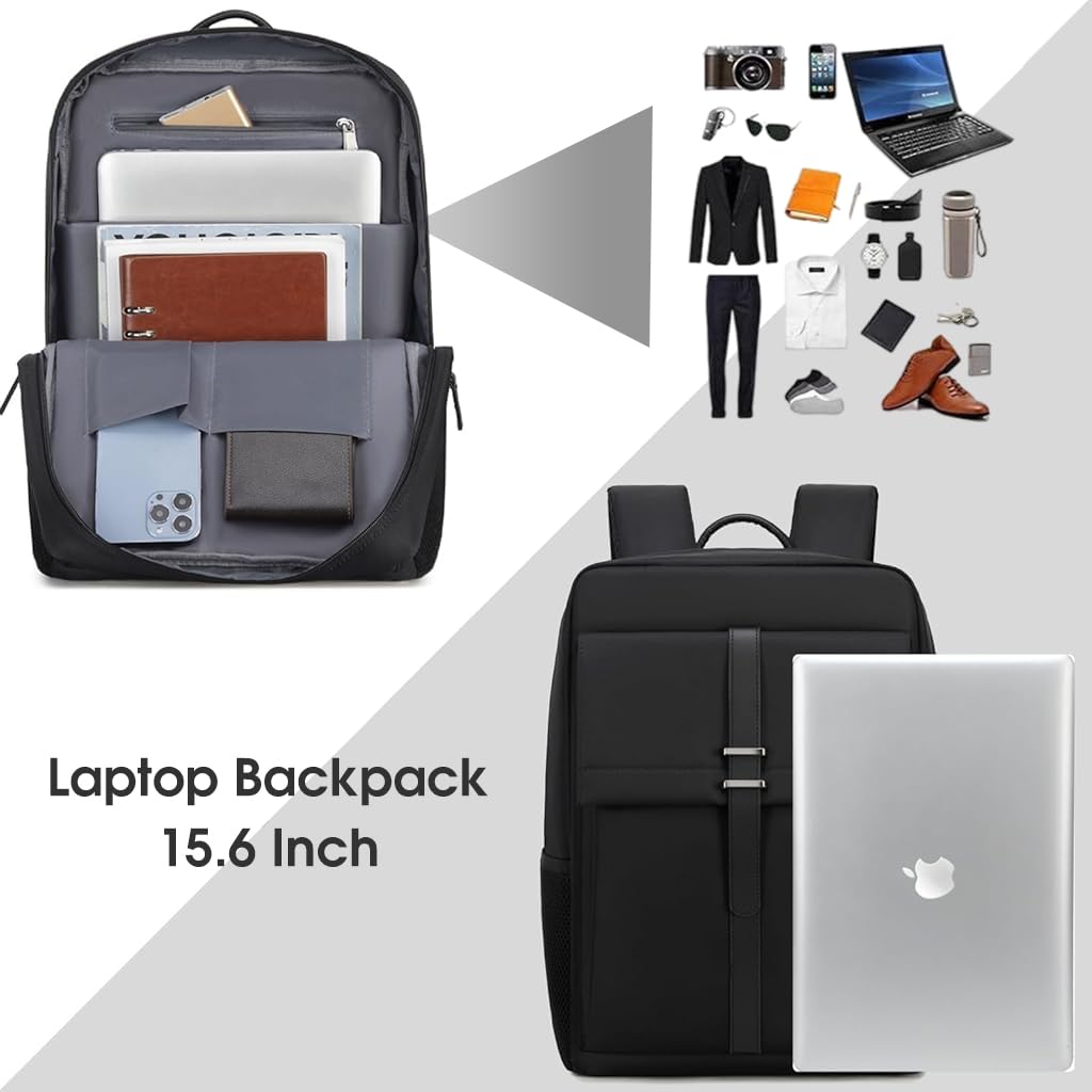 GUSTAVE Men's Backpack 15.6 inches Business Laptop Backpack Fashion Waterproof Nylon Backpack Travel Backpack Multi-pocket Large Backpack for School, Work, Travel, 33x18x40cm