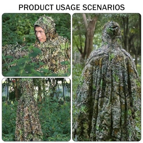 Proberos® Ghillie Suit Camouflage Accessories 3D Leaf Woodland Poncho Hunting Clothing for Bird Watching Military Training Outdoor Photography 3 PCS