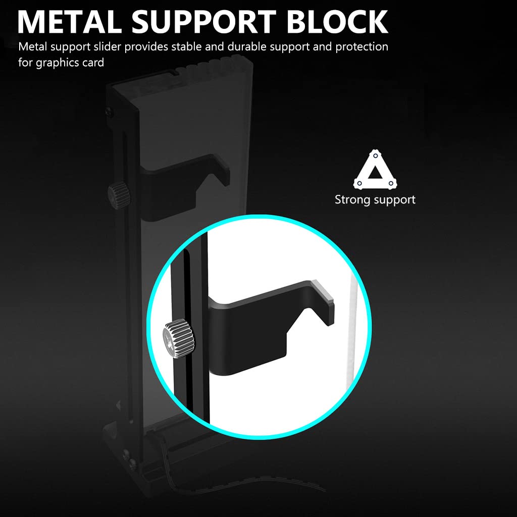 HASTHIP Graphics Card Bracket, RGB Graphics Card Rack Vertical GPU Support Bracket 3pin+4pin Adjustable Height ARGB Graphics Card GPU Brace Support Video Card Sag Holder Bracket, GPU Holder Holster Bracket