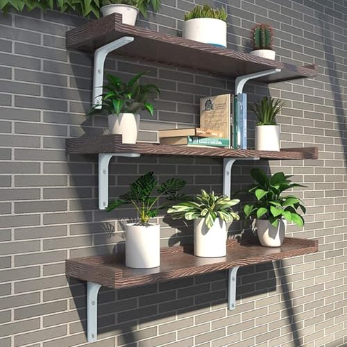 Serplex 4Pcs Wall Shelf Brackets L-Shaped Bracket Metal Book Shelf Bracket Wall Mount Screw Fixed Book Shelf Support Heavy Duty 220lbs Loading Capacity Decorative White Shelf Brackets