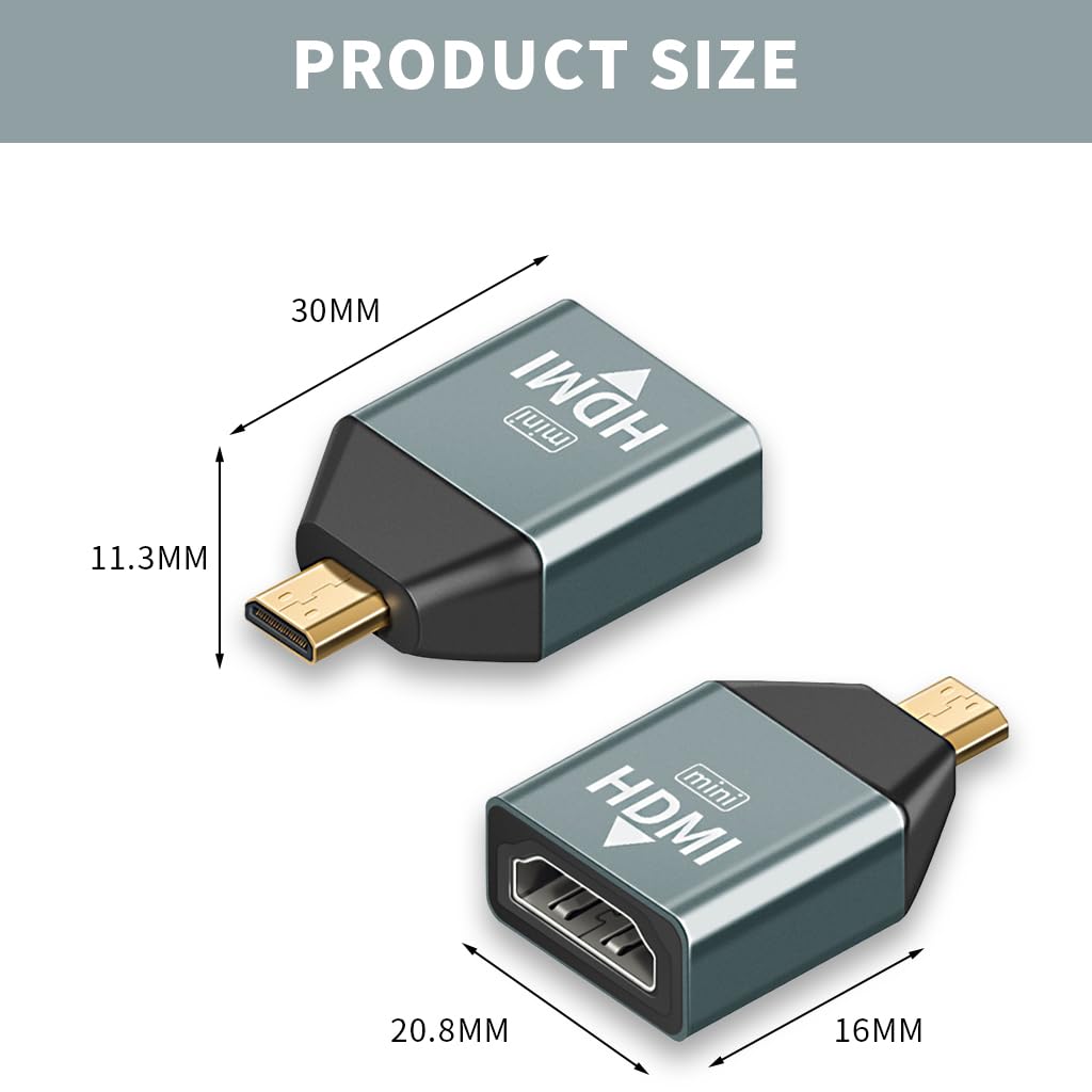 Verilux HDMI Adapter, Micro HDMI to HDMI Converter, 4K@60Hz HDR 3D Dolby, 18Gbps Male to Female Adapter for Nikon Zfc/Raspberry Pi 4/Sony A6000/GoPro Hero and Other Action Camera