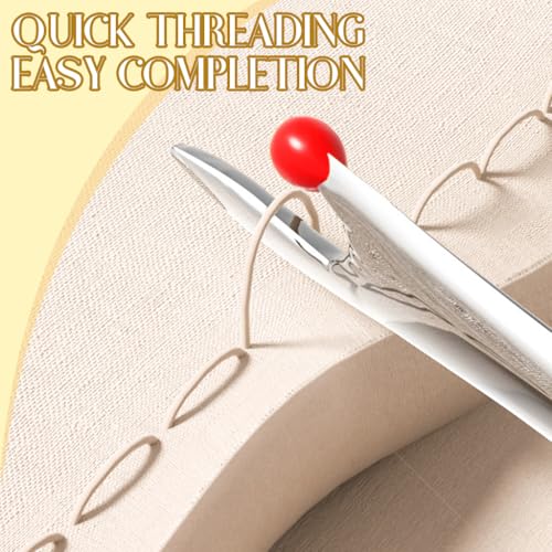 HASTHIP® 2 in 1 Automatic Threader & Seam Ripper Dual Head Retractable Needle Threader Stainless Steel Stitch Remover Sewing Needle Threader for Hand Sewing, Embroidery, and Crafts, Beige