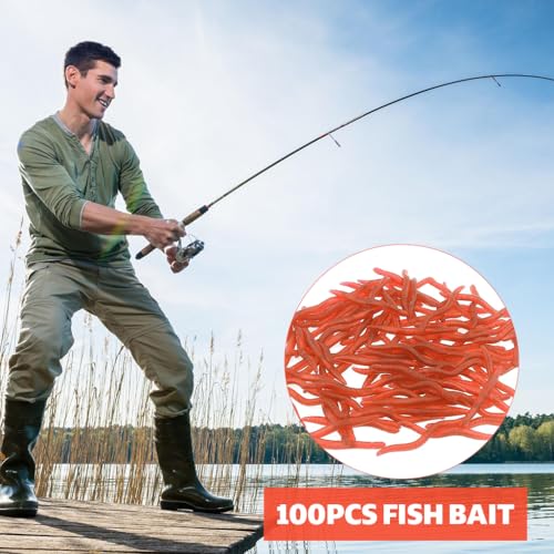 Proberos® 300PCS Realistic Earthworm Fishing Bait Soft Artificial Worms for Freshwater and Saltwater Rod 3.5CM