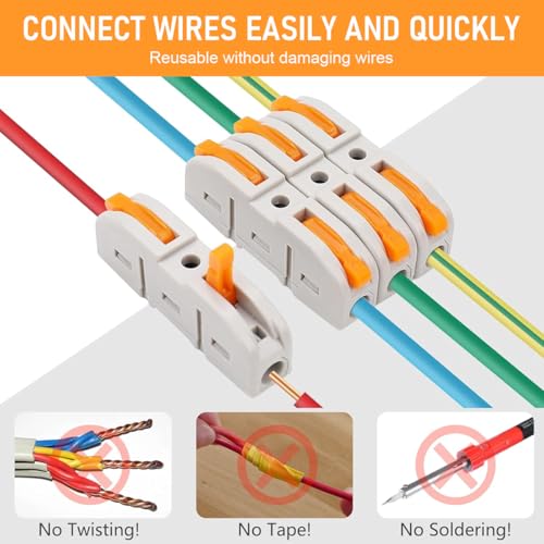 Serplex® 30PCS Cable Wire Connectors 1 In to 1 Out Electrical Quick Wiring Push-in Conductor Terminal Blocks for 28-12AWG Flame Retardant PA PC