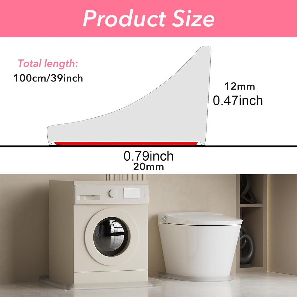 HASTHIP 39 Inches Shower Threshold Water Dam Flexible Shower Water Guard Blocker Self-Adhesive Silicone Shower Water Dam Shower Splash Guard for Kitchen Countertop Sink, Cooktop, Bathroom Tub