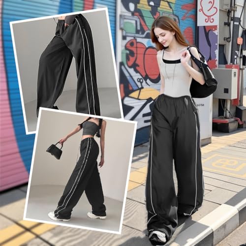 SANNIDHI® Womens Wide Leg Sweatpants Casual Loose Solid Color Pants Comfy Lounge Joggers Baggy Sweatpants with Pockets, L