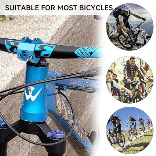 Proberos® Blue Aluminum Alloy Handlebar Stem 31.8mm Clamp Diameter Lightweight Durable for MTB Modification Stylish Design Mountain Bike Stability Performance 3PCS
