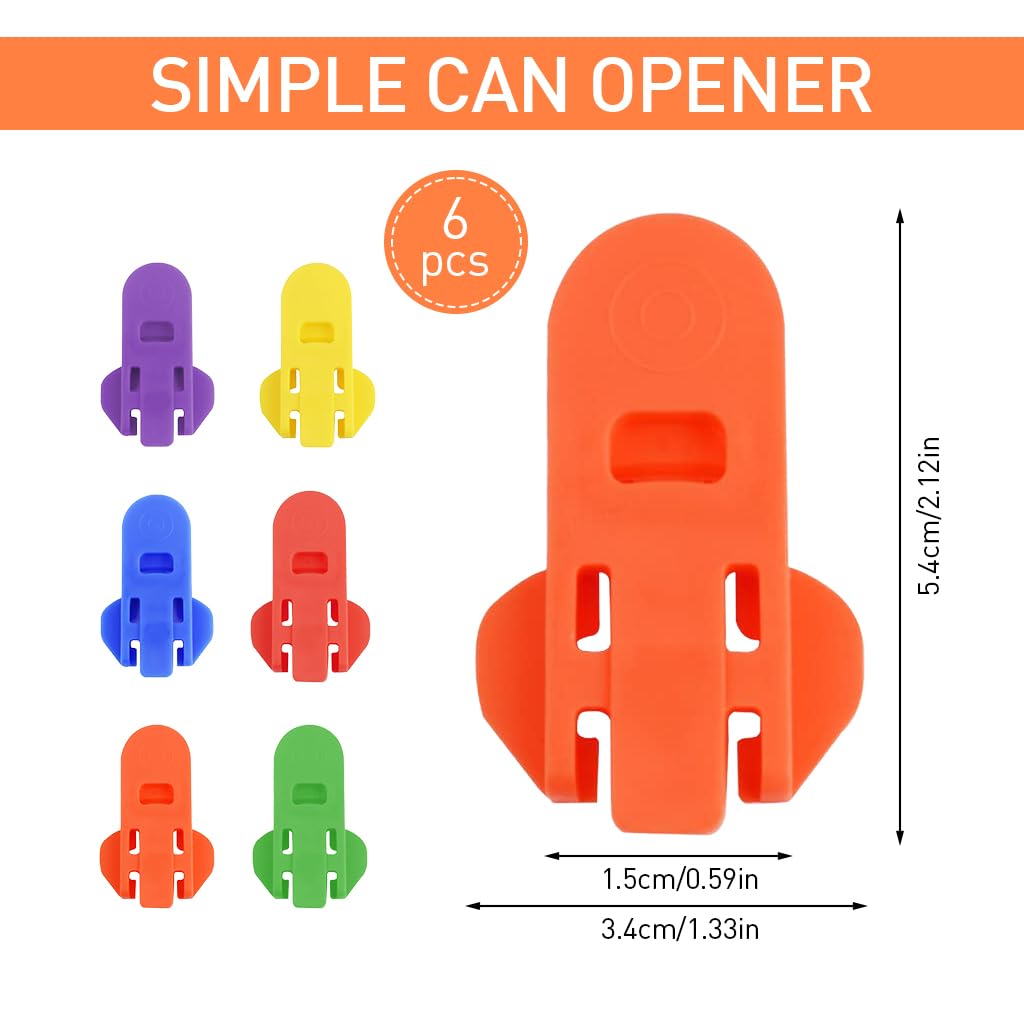 HASTHIP 6 Pack Manual Easy Can Opener, Multipurpose Manual Can & Bottle Opener, Premium Plastic Shields Can Openers for Pop, Coke, Beer, Soda, Drink Aluminum Beverage