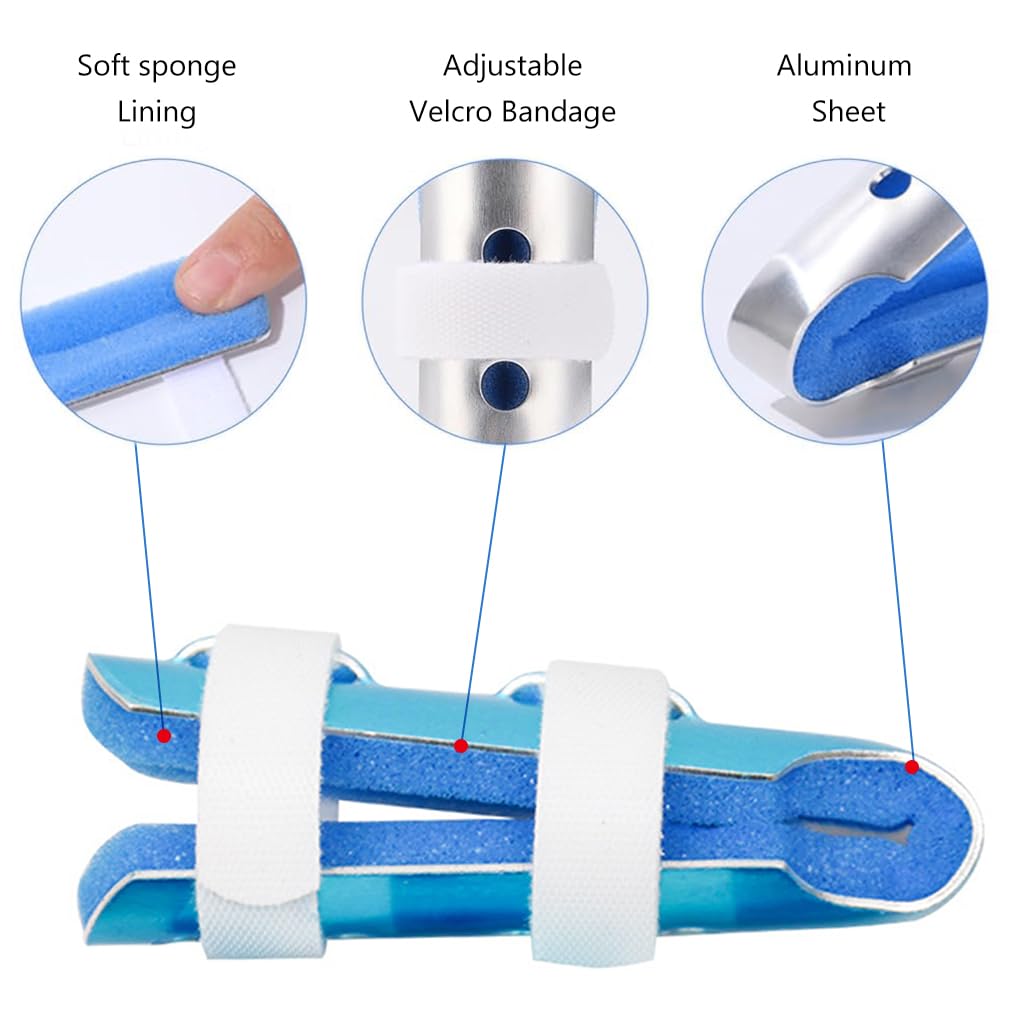 HANNEA Aluminum Alloy finger splint, 3Pcs Finger Cot Splint Dual Hook and Loop Closure Strap Adjustable Finger SplintsPosture Corrector for Finger Fractures, Dislocations, Sprains Finger Brace