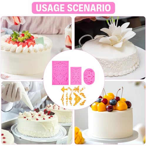 HASTHIP® Fondant Silicone Molds Set of 6PCS Intricate Fancy Food Grade for Gum Paste Chocolate Multipurpose for Cake Design