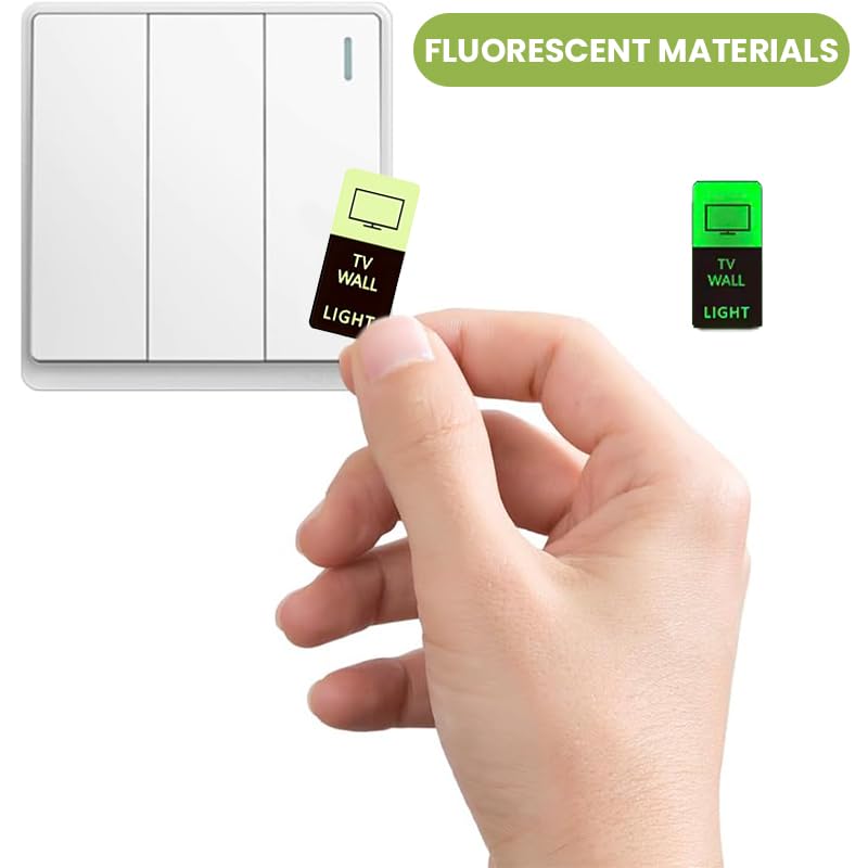 HASTHIP® Switch Board Stickers for Home Glow in Dark Self-Adhesive Light Switch Labels Waterproof Wall Stickers for Bedroom Living Room Kitchen Décor 2PCS