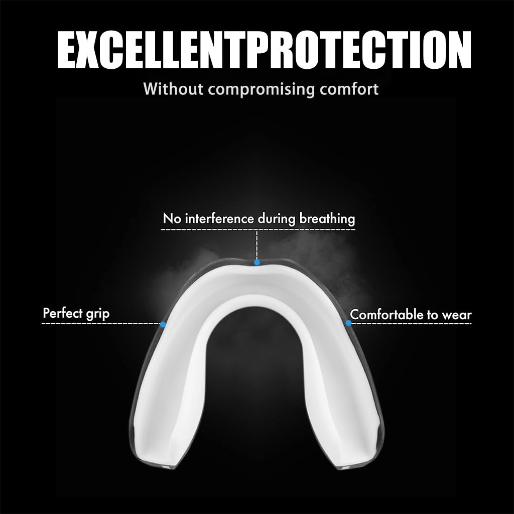 Proberos Sports Mouth Guard, Mouthguard Teeth Guard High-density Moulded Mouthguard, Professional Sports Mouthguards for Boxing, Football, MMA, and More. Teeth Protect Sports Accessories (Black)