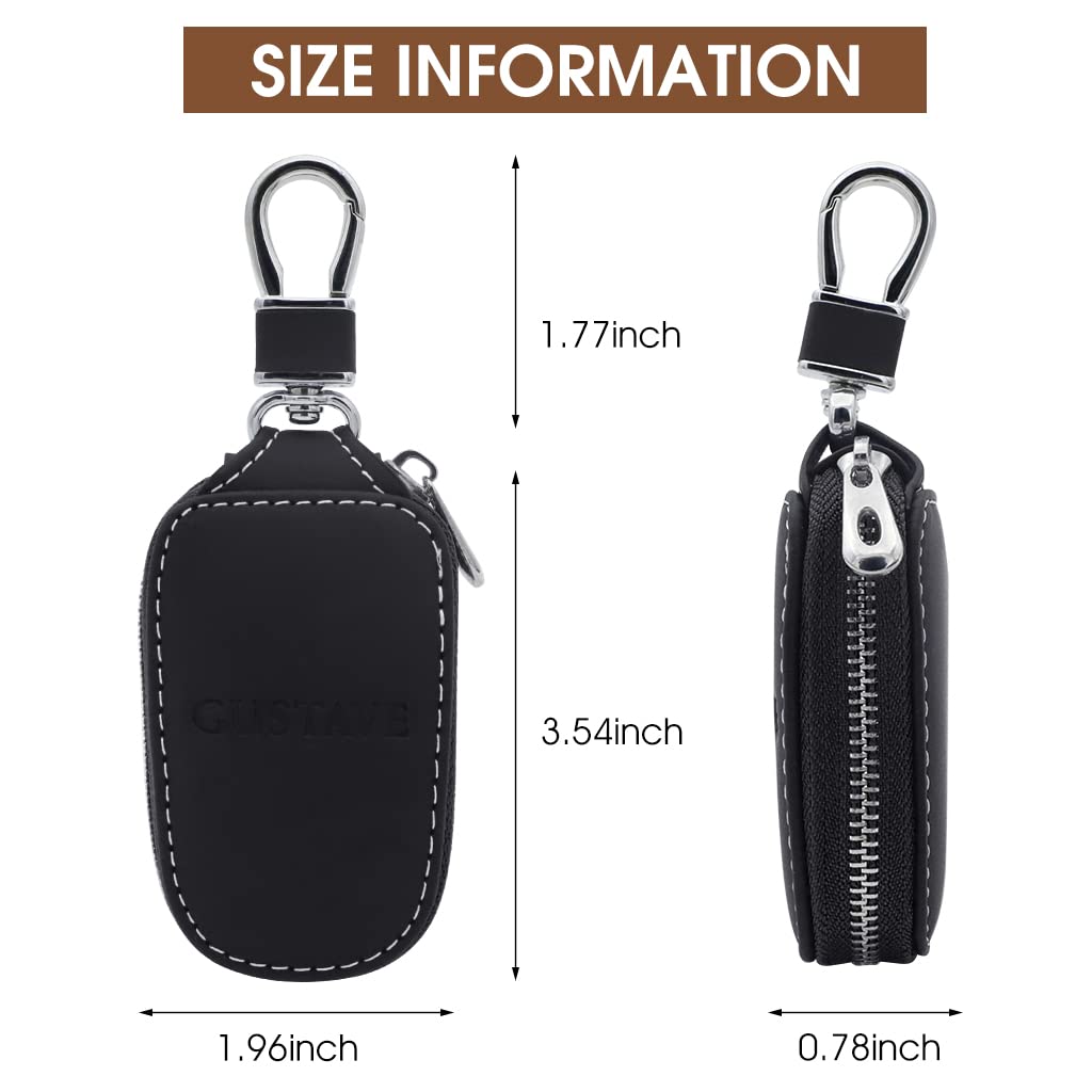GUSTAVE Car Key Case, Smart Car Key Cover Protection PU Leather Car Key Chain Bag Car Smart Keychain Coin Holder Auto Remote Keyring Wallet