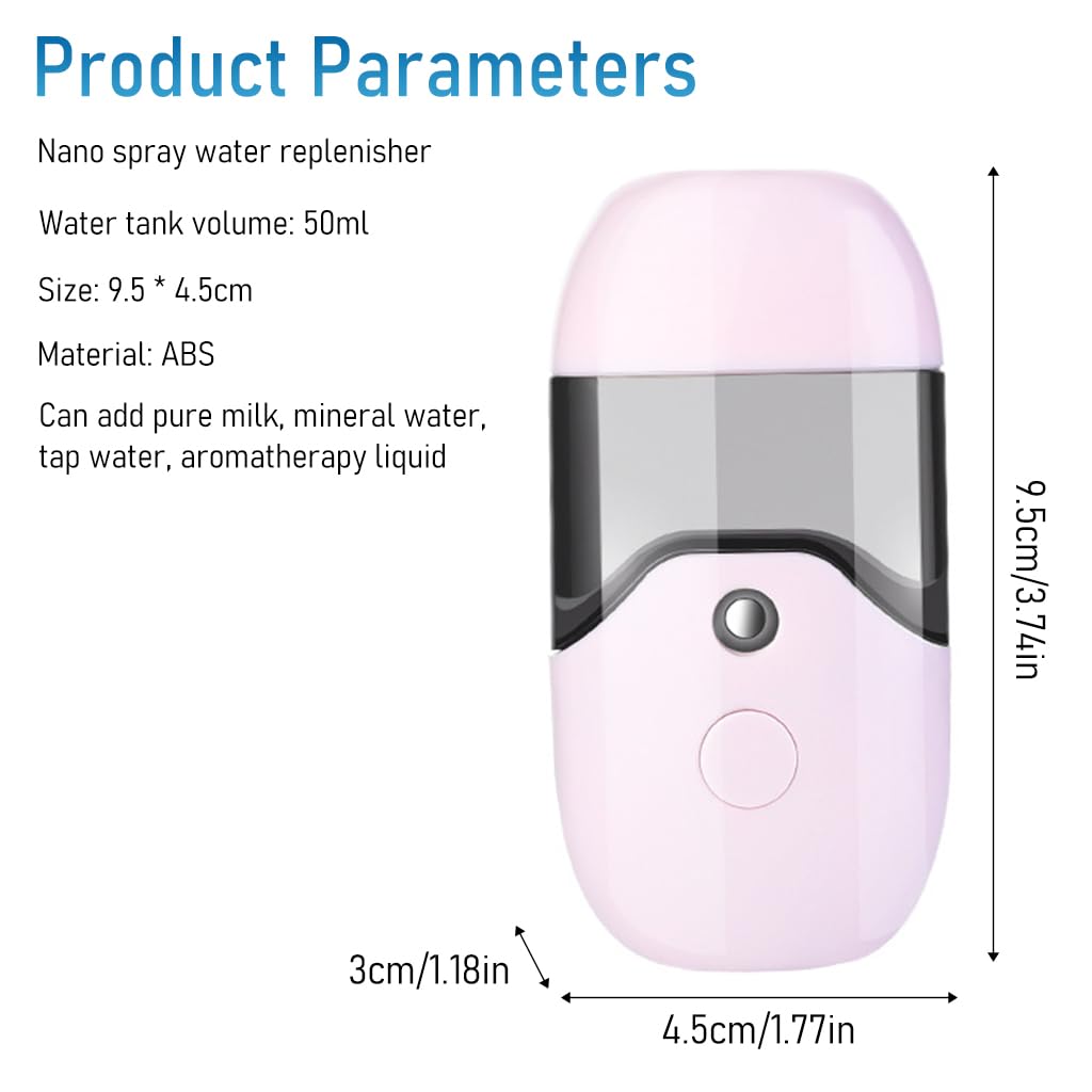 MAYCREATE Nano Facial Mist Sprayer, 50ml Mini Portable Nano Face Mist Spray Machine Mister, USB Rechargeable Beauty Skin Care Machine for Face Hydrating, Daily Makeup