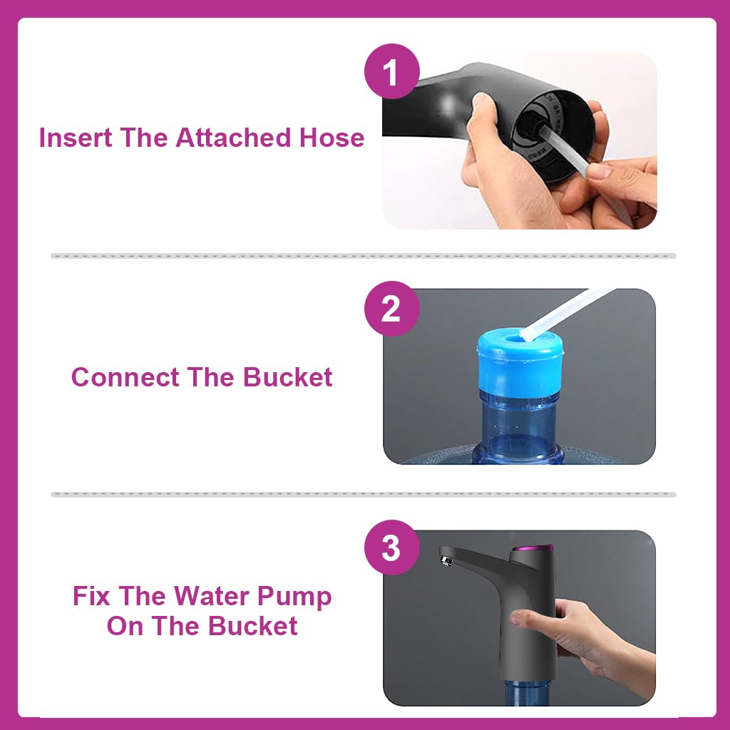 HASTHIP 5 Gallon Water Dispenser with Base, Electric Folding Water Pump with USB Charging and Auto-Off, Portable Water Dispenser for Universal 2-5 Gallons, Touch Screen and Low Noise (black)