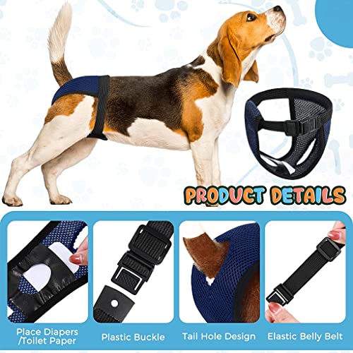 Qpets® Pet Use Breathable Reusable Dogs Diapers Female with 6 Absorbption Cotton Pad Comfort Doggy for Puppy L Recommended Waist 15.7-19.2 Inches 3PCS