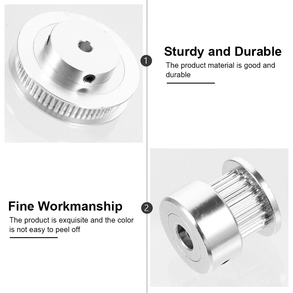 Serplex Synchronous Wheel for 3D Printer Timing Pulley Printer Timing Gear for 3D Printer with FDM Tech 20 & 60 Teeth 5mm Bore Aluminum Timing Pulley with Length 200mm x6mm Belt