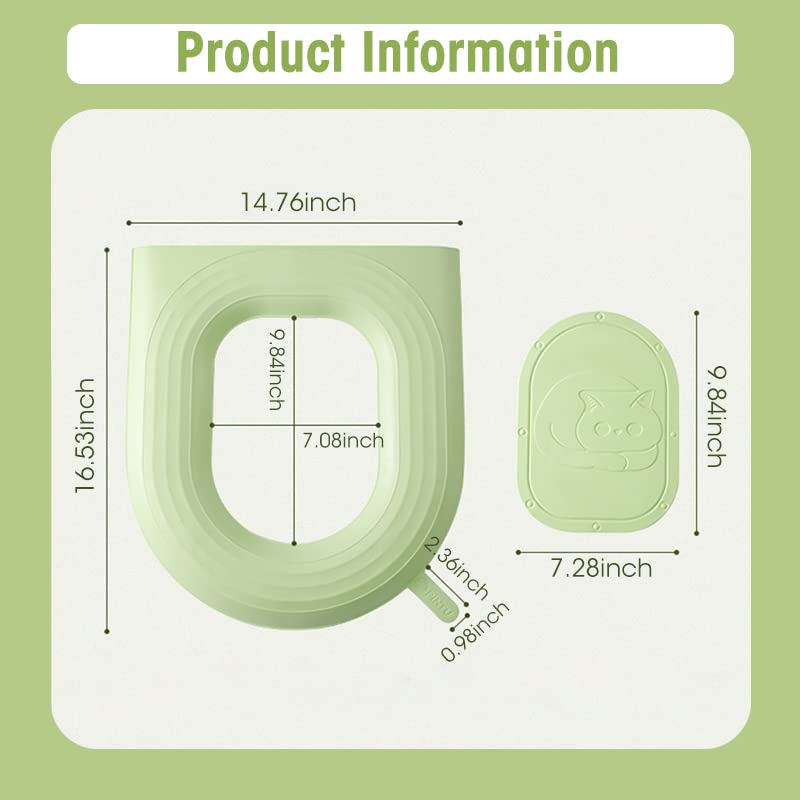 HASTHIP Toilet Seat Cover Pads, Waterproof EVA Toilet Seat Cushion with Handle, Reusable EVA Soft Pad Self-Adhesive Toilet Seat Cover Pads, Green
