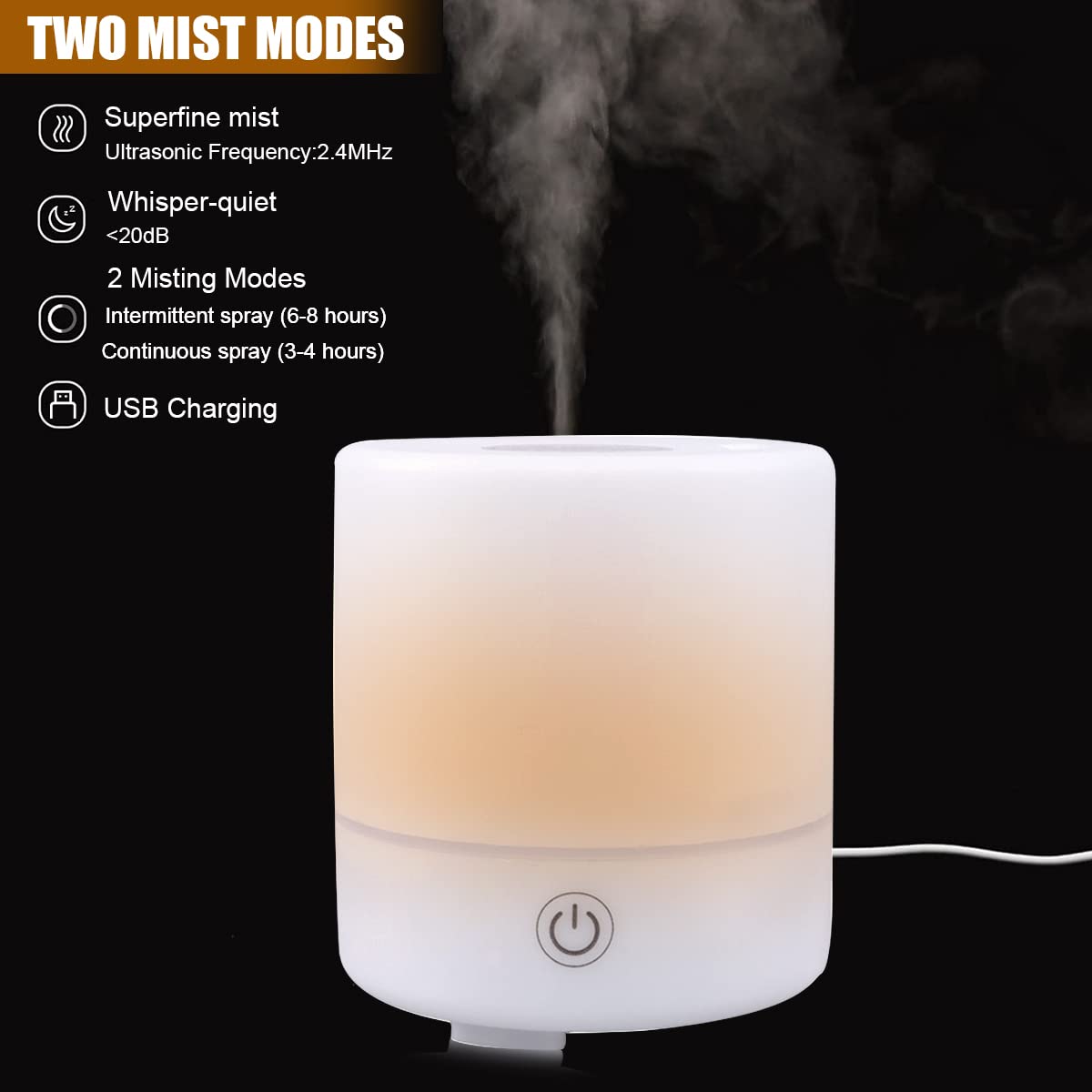 Verilux Air Humidifier for Bedroom 150ML 7 LED Light Essential Oil Permitted Humidifier for Room Moisture 26dB Ultrasonic Cool Mist Car Desktop Humidifier Office Auto Shut-Off