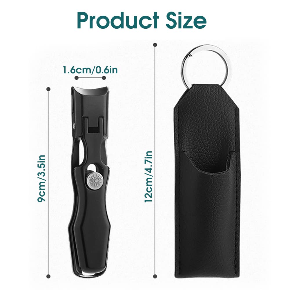 MAYCREATE Nail Cutter For Men Stainless Steel Nail Clippers with Leather Cover Toenail Clippers Wide-Opening Sharp Jaws for Thick Nails, Professional Nail Trimmer