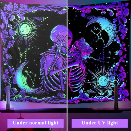 HASTHIP® Zombie Love Aesthetic Tapestry for Room Wall Decoration Night Glow Bedroom Hanging Art Dorm Decor 59inch x 78inch 2PCS