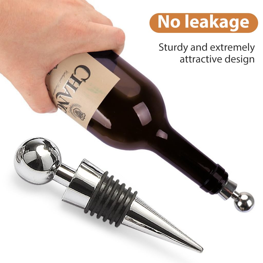 HASTHIP® Wine Bottle Stopper Combo,5 PCS Vacuum Sealers with Date Record for Red Wine,Champagne Beer Reusable Preserver Saver Gift Set for Lovers Keeps Drinks Fresh