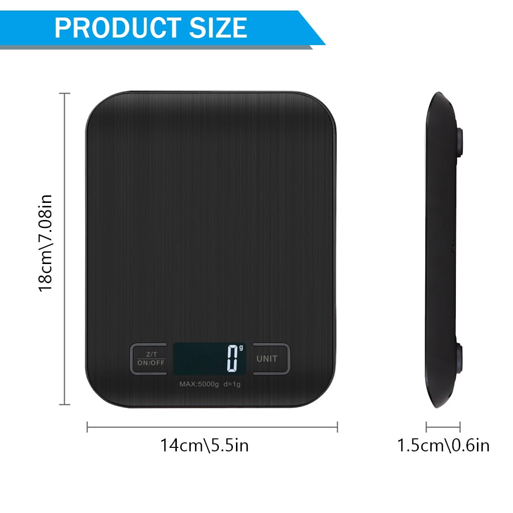 Supvox LCD Kitchen Scale 10kg/1g Precision Digital Scale with Measuring Bowl & Stainless Steel Tray, USB Rechargeable Switchable Units, Backlit Display, Ideal for Baking & Cooking